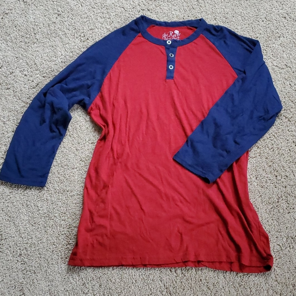 Mens Red & Blue Baseball Tee Shirt